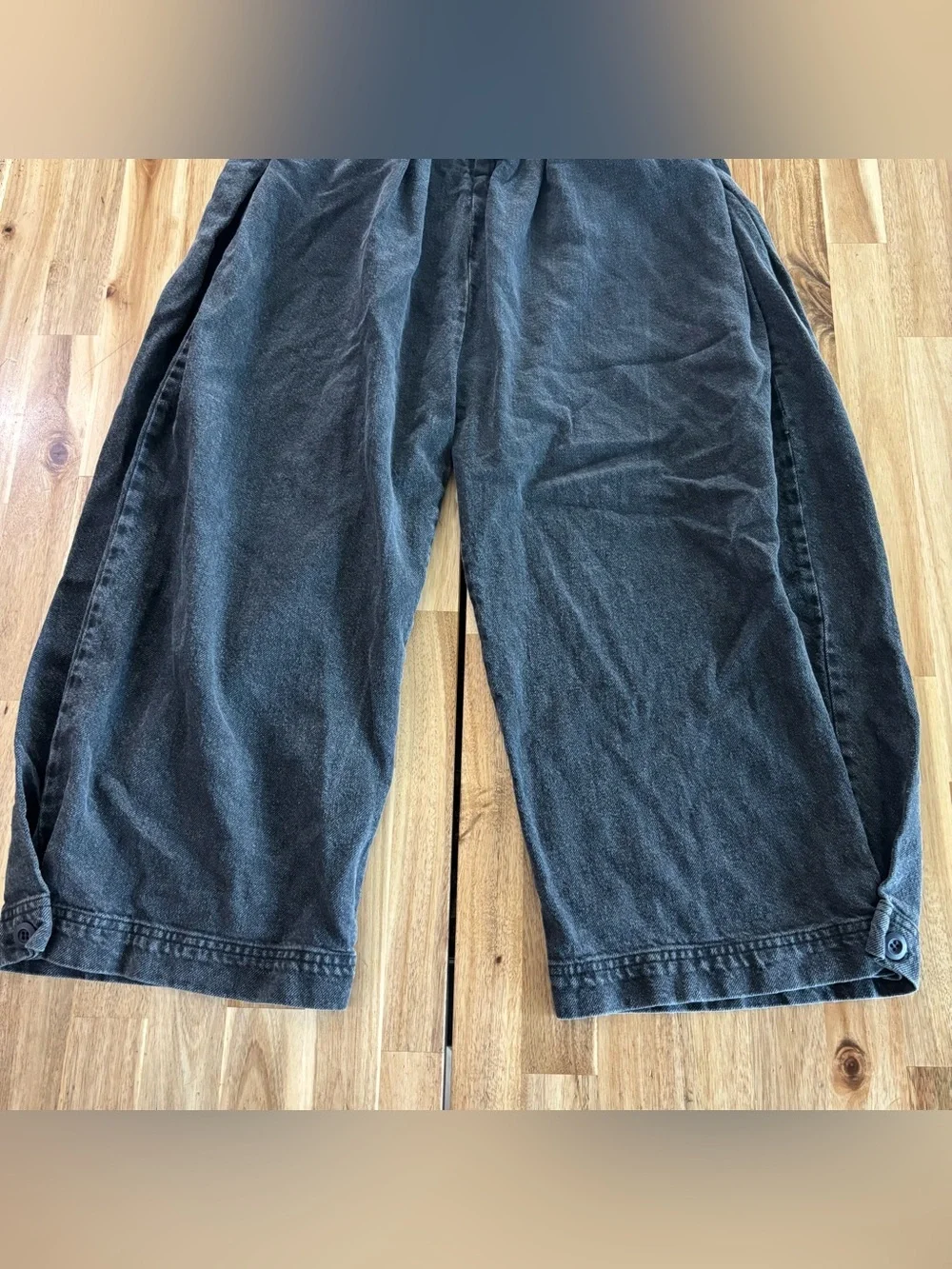 Free People Washed Black Wide-Leg Cropped Jeans